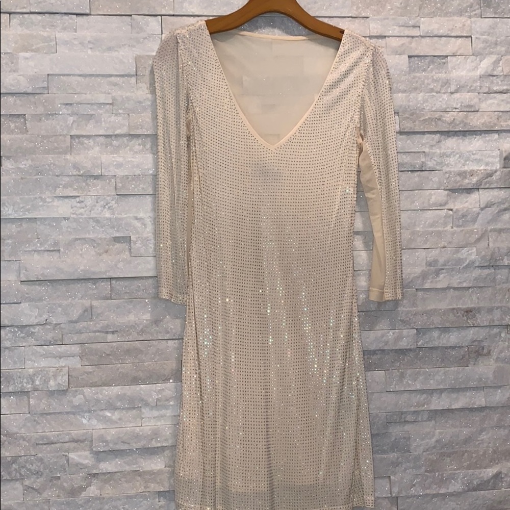 Bebe Cream Sequin Dress